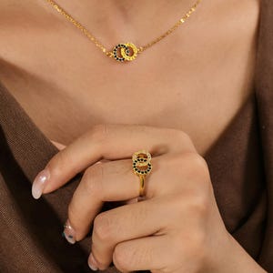 14K Gold Interlocking Circles Ring, Dainty Eternity Two Circle Ring, Birthstone Ring, Eternity Friendship, Stacking Ring, Gift for Her