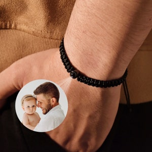 Projection Photo Bracelet, Picture Bracelet, Braided Rope Bracelet for Men, Best Friend Gift, Father&#39;s Day Gift, Gift for Him,Christmas Gift