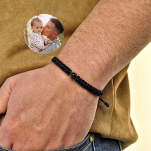 Bracelet photo avec projection, bracelet photo, bracelet corde tressée pour homme, cadeau meilleur ami, cadeau fête des pères, cadeau pour lui, cadeau de Noël