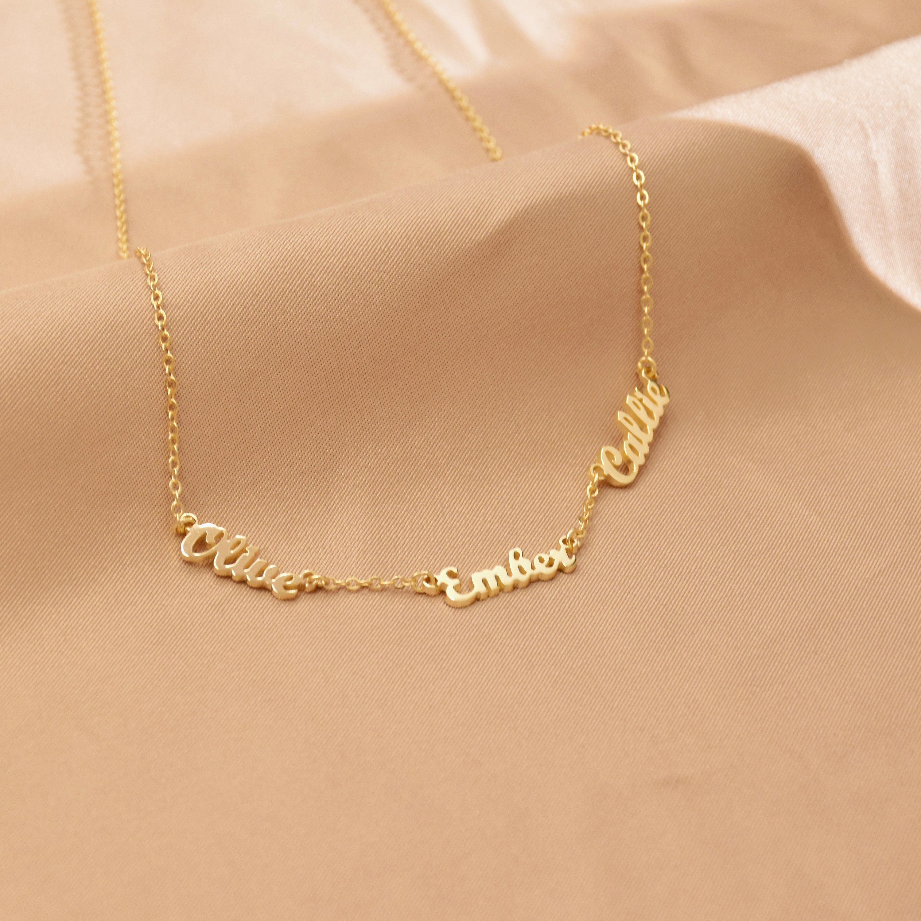 Family Name Necklace in Gold, Multiple Name Necklace, Custom Name ...