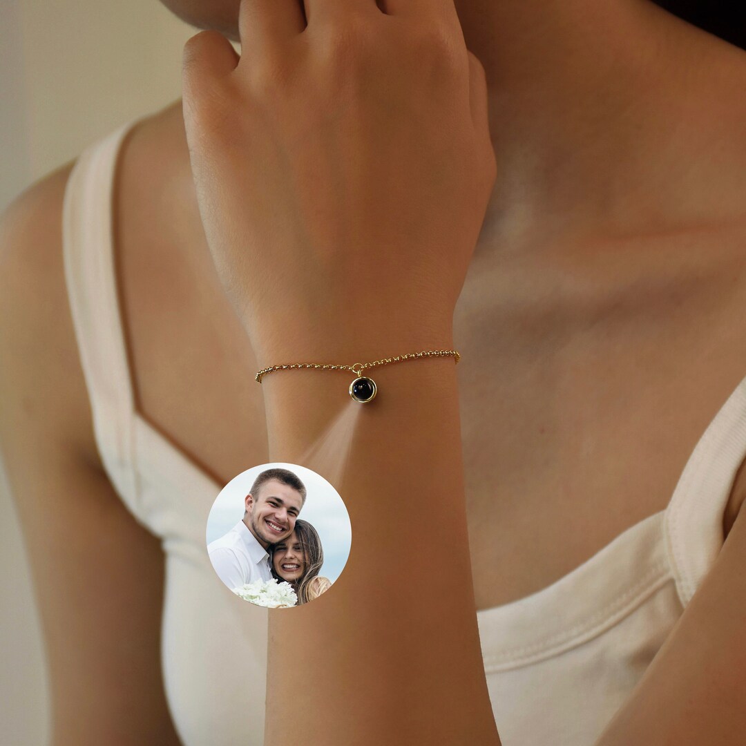 Personalized Metallic Fireball Photo Bracelet