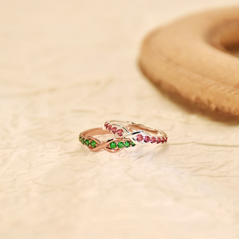 Custom Infinity Ring Infinity Ring, Birthstone Ring, Custom Multi Gemstone Ring, Stackable ...