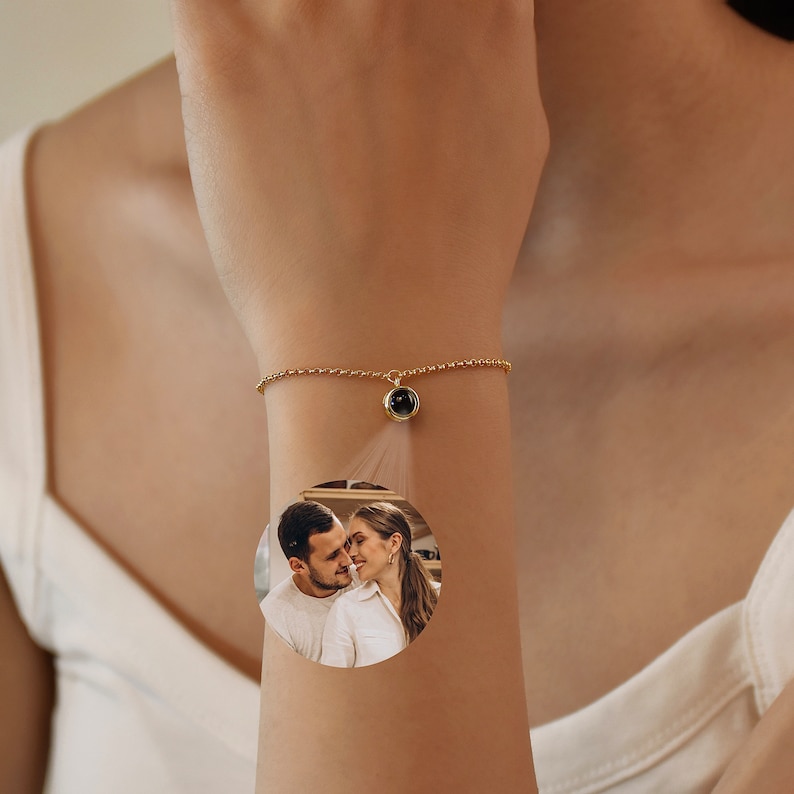 Custom Photo Bracelet, Personalized Photo Projection Bracelet, Picture Inside Bracelet, Couple Bracelet,Photo Memorial Bracelet,Gift for Her image 1