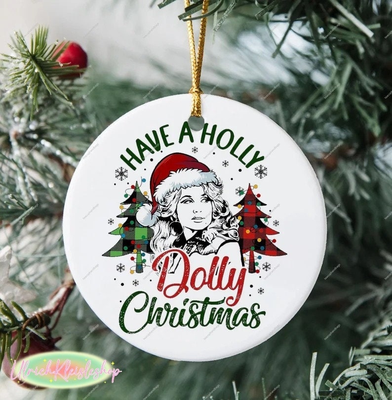 Discover Personalized Have a Holly Dolly Christmas Ceramic Ornament