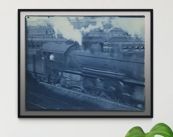 Ferrovias americanas no início de 1900, cianótipo de Frank Bird Masters, fotografias vintage publicadas como pôsteres modernos
