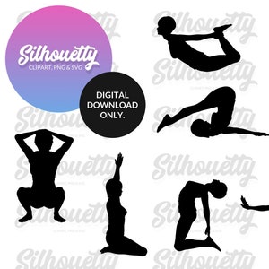9-Piece Yoga SVG & PNG Bundle | Yoga Silhouette Clipart | Digital Fitness Art | Cricut and Crafts
