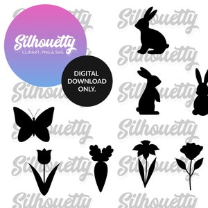 14-Piece Easter SVG & PNG Set | Bunny and Egg Silhouettes | Easter Clipart for Cricut and Crafts | Digital Download