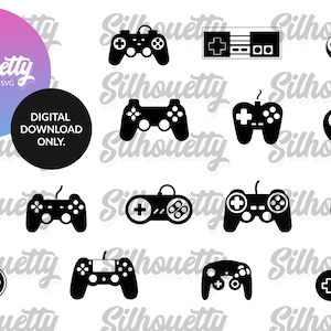 16 Piece Gaming Controller set svg and png set, game controller svg bundle, Xbox silhouette svg, Playstation png bundle