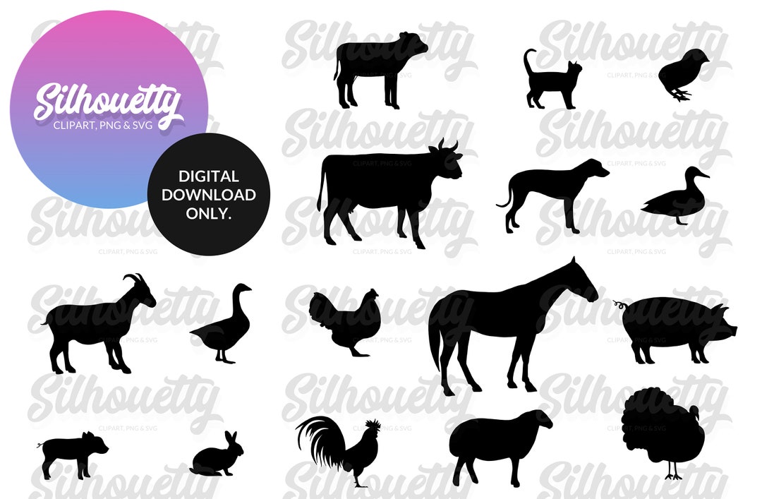 16 Piece Farm Animals Set Svg and Png Set, Farm Animals Svg Bundle ...