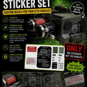 Weathered Ecto Goggles Ghostbusters Stickers – Movie Accurate Decals for Prop Builders & Cosplayers