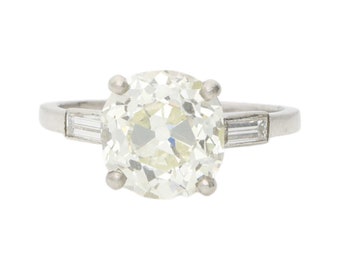 French platinum 3.59ct old cut diamond engagement ring