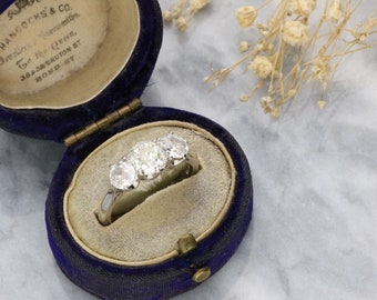 1.96ct Old Cut Diamond 3 Stone Engagement Ring