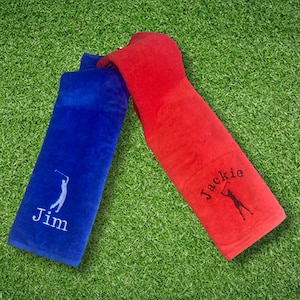 Asciugamano da golf personalizzato / Asciugamano da golf pieghevole in tre parti / Qualsiasi nome ricamato / regalo per papà, mamma, nonni / regalo di compleanno personalizzato / Golfista