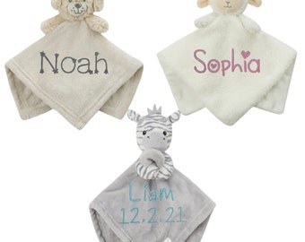 Personalised Baby Comforter | animal soft fleece comforter | New baby gift | boy & girl unisex baby gift | baby shower, bedtime, hospital