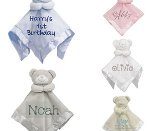 Douillette personnalisée pour bébé | Couette douce ours en peluche | Nouveau cadeau de bébé | cadeau de naissance unisexe garçon et fille | baby shower, heure du coucher, hôpital