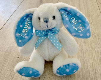 Personalised soft toy rabbit, new baby gift, baby shower gift, Easter bunny, rabbit bunny teddy