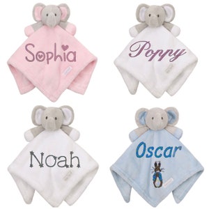 Personalised Baby Comforter | Elephant soft fleece comforter | New baby gift | boy & girl unisex baby gift | baby shower, bedtime, hospital