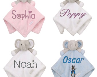 Personalised Baby Comforter | Elephant soft fleece comforter | New baby gift | boy & girl unisex baby gift | baby shower, bedtime, hospital