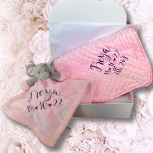 Personalized Baby Blanket & Elephant Comforter Gift Set