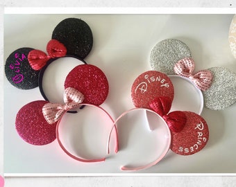 personalised Disney glitter Ears / Headband / Birthday / Family & Friends custom Ears / Minnie Mickey mouse ears / hen wedding party favous