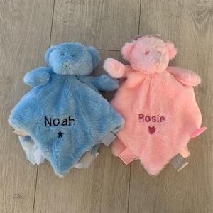 Personalized Baby Teddy Bear Comforter: Soft Furry Satin Blanket