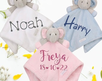 Personalised Baby Comforter | Elephant soft fleece comforter | New baby gift | boy & girl unisex baby gift | baby shower, bedtime, hospital