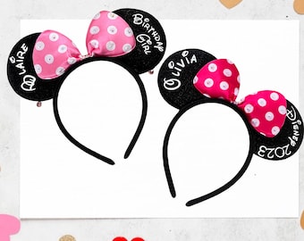 personalised Disney Trip Ears / Headband / Birthday / Family & Friends custom Ears / Minnie Mickey mouse ears / hen wedding party favous