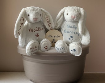 Personalised Baby Comforter toy| rabbit soft fleece teddy | New baby gift | boy & girl unisex baby gift | baby shower, bedtime, hospital