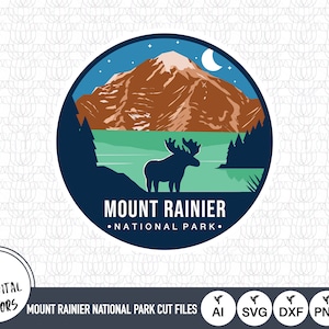 Fichiers SVG de contour du parc national du mont Rainier | Fichiers de coupe du parc national du mont Rainier | Vecteur du parc national du mont Rainier