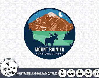 SVG-filer för kontur av Mount Rainier nationalpark | Klippfiler för Mount Rainier nationalpark | Vektor för Mount Rainier nationalpark