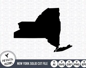 New York Solid SVG-filer | New York-klippfiler | Vektorfiler för Amerikas förenta stater | New York-vektor | Karta över New York