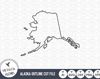 Alaska Outline SVG-filer: Vektorkarta ClipArt (digital nedladdning)