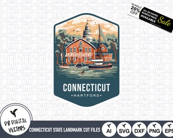 Mystic Seaport SVG: Utklippsfiler för landmärken i Connecticut