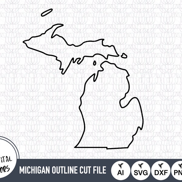 Fichiers SVG de contour du Michigan | Fichiers de coupe du Michigan | Fichiers vectoriels des États-Unis d'Amérique | Vecteur du Michigan | Michigan Carte Clipart