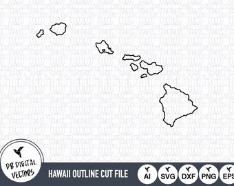Hawaii Outline SVG: pliki wektorowe do cięcia dla Cricut i Silhouette (pobieranie cyfrowe)