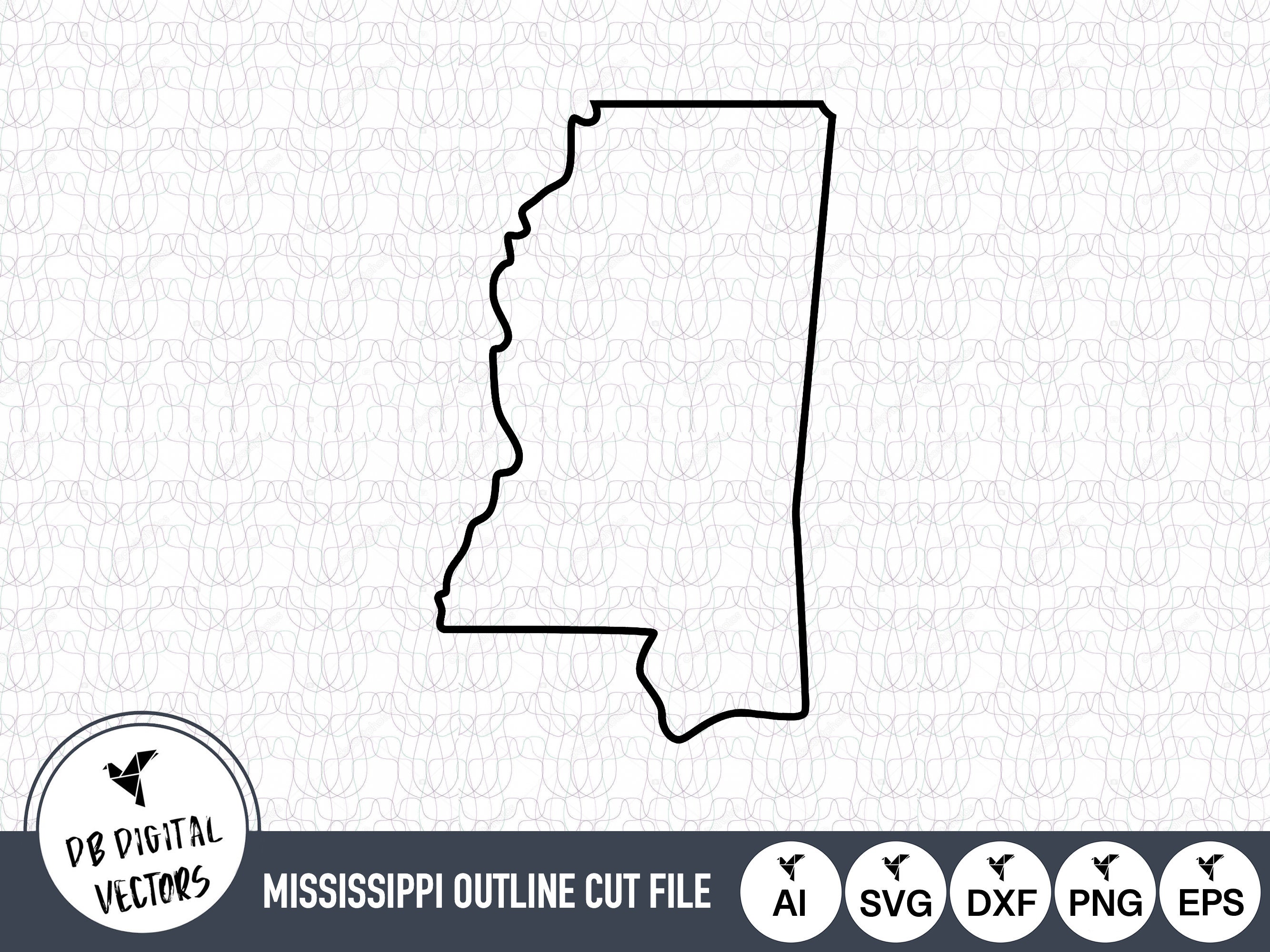 Mississippi Outline SVG Files Mississippi Cut Files United - Etsy Australia