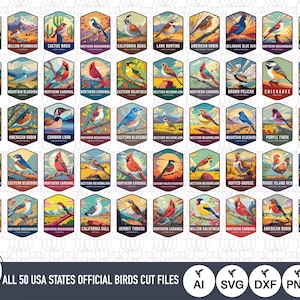 Archivos SVG de aves oficiales de los 50 estados de EE. UU. / Archivos de corte de Estados Unidos / Estados Unidos de América / Clip Art