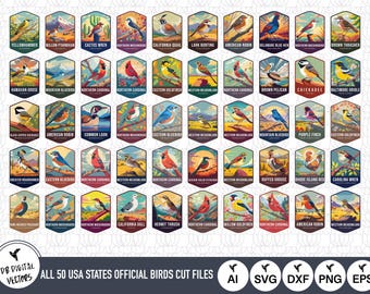 All 63 USA State Birds SVG Cut Files: All 50 States Clip Art