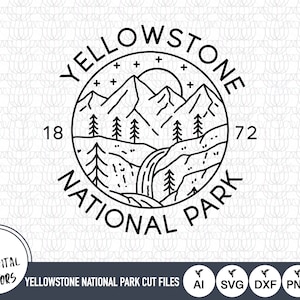 Yellowstone National Park Outline SVG Files | Yellowstone National Park Cut Files | Yellowstone National Park Art