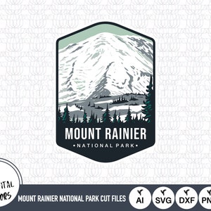 Fichiers SVG emblème du parc national du mont Rainier | Fichiers de coupe du parc national du mont Rainier | Vecteur de logo du parc national du mont Rainier
