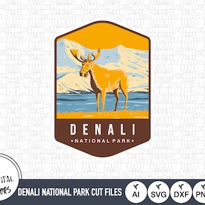 Denali Nationalpark Umriss SVG-Dateien | Denali Nationalpark Geschnittene Dateien | Vereinigte Staaten von Amerika Vektor | Denali Nationalpark Kunst