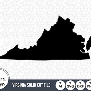Virginia Solid SVG Fichiers | Virginia Cut Files | Fichiers vectoriels des États-Unis d’Amérique | | vectorielle de Virginie Image clipart de la carte de Virginie