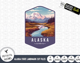 Alaskas landmärke SVG-filer: Denali nationalparksklippfiler (digital nedladdning)