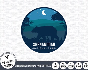 Shenandoah nationalparkskontur SVG-klippfiler (digital nedladdning)