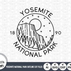 Fichiers SVG de contour du parc national de Yosemite | Fichiers de coupe du parc national de Yosemite | Vecteur aux États-Unis d'Amérique | Art du parc national de Yosemite
