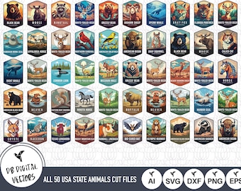 All 50 USA State Animals SVG Cut Files: United States Clip Art (Digital Download)
