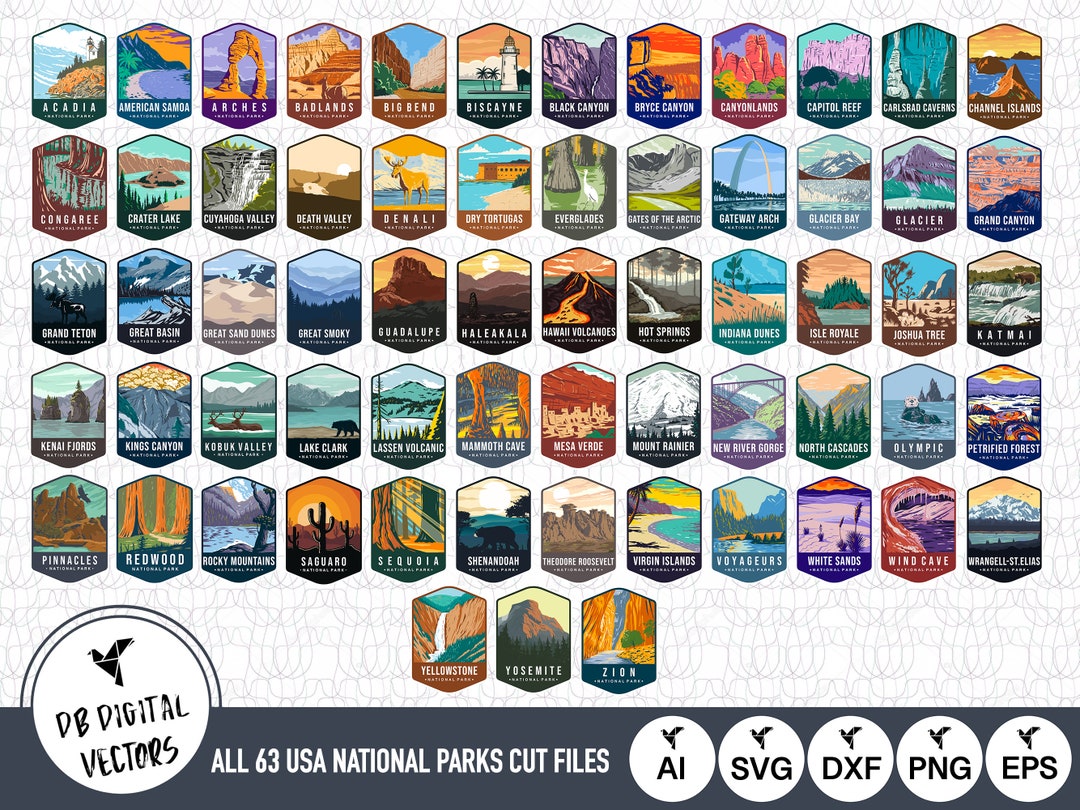 All 63 USA National Parks SVG Files National Parks Cut Files National ...