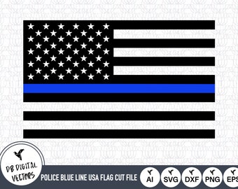 Flaga USA Blue Line SVG: Pliki do cięcia dla policji (pobieranie cyfrowe)