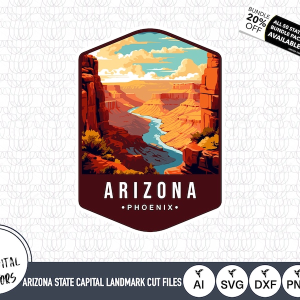 Arizona State Landmark SVG Files | Arizona Capital Cut Files | Phoenix Capital | United States of America State | Phoenix Clip Art