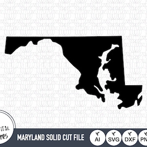 Maryland Solid SVG Files | Maryland Cut Files | United States of America Vector Files | Maryland Vector | Maryland Map Clip Art